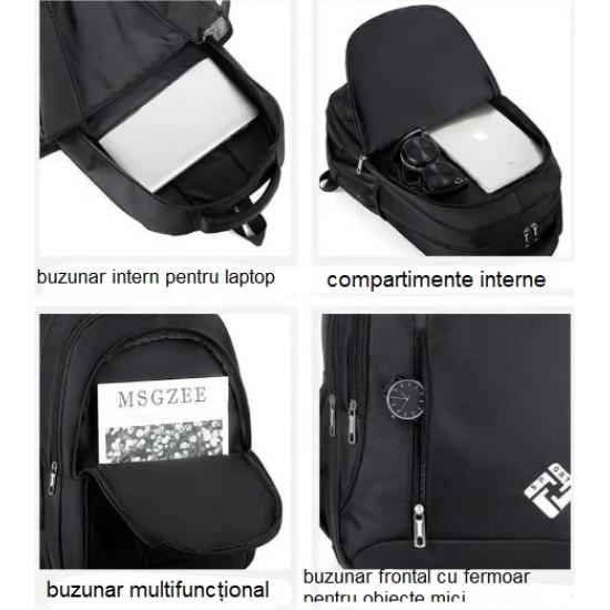 Rucsac cu port USB 30 litri negru Rucsac cu port USB 30 litri negru